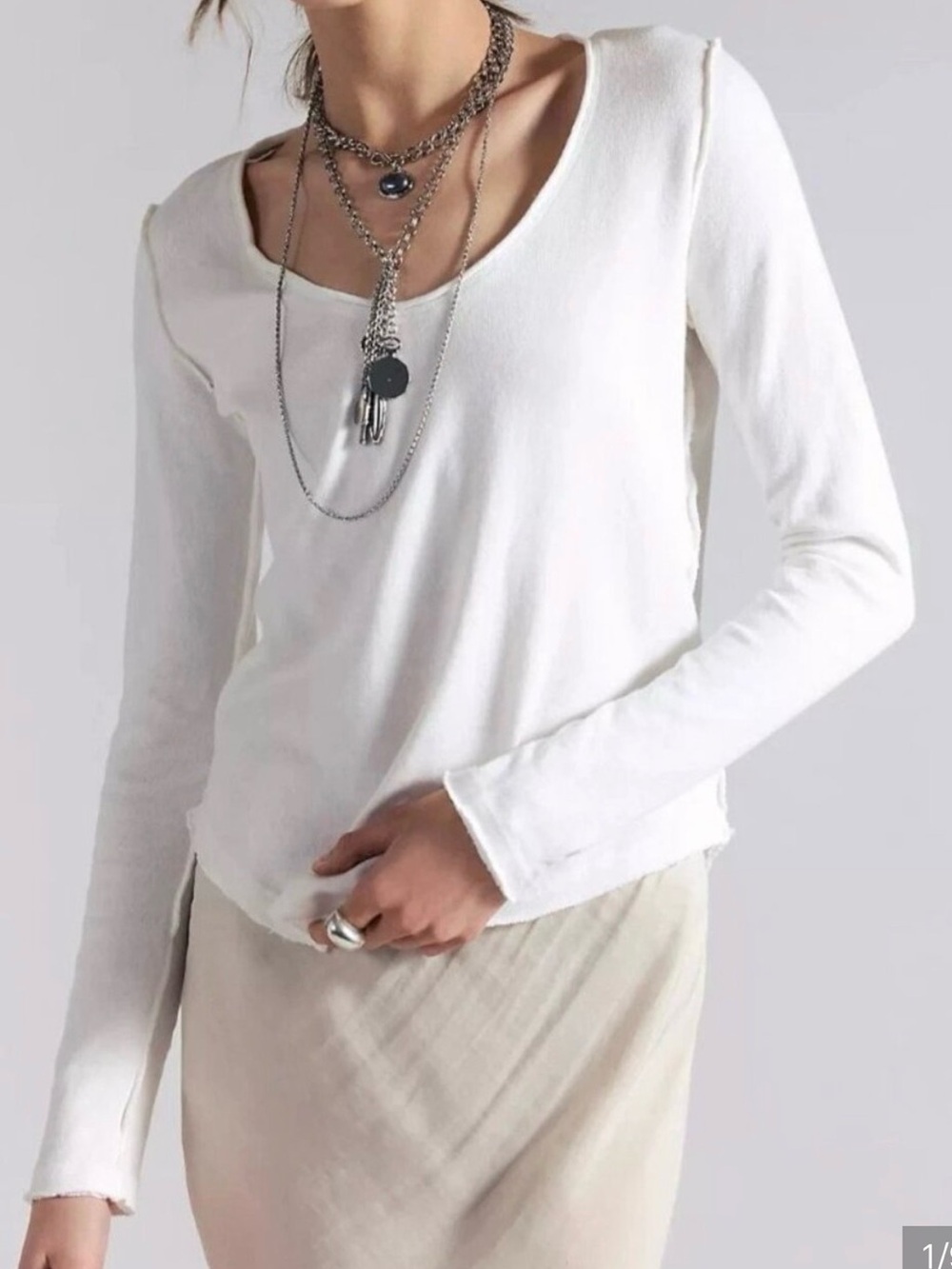 Free People Heather Long Sleeve Top. NWT. Clean ivory